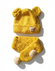 Teddy Bear Knit Hat & Scarf Set