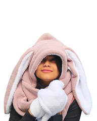 3 in 1 Cute Bunny Ear set (Hat, Muffler and Mitten)