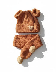 Teddy Bear Knit Hat & Scarf Set