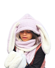 3 in 1 Cute Bunny Ear set (Hat, Muffler and Mitten)