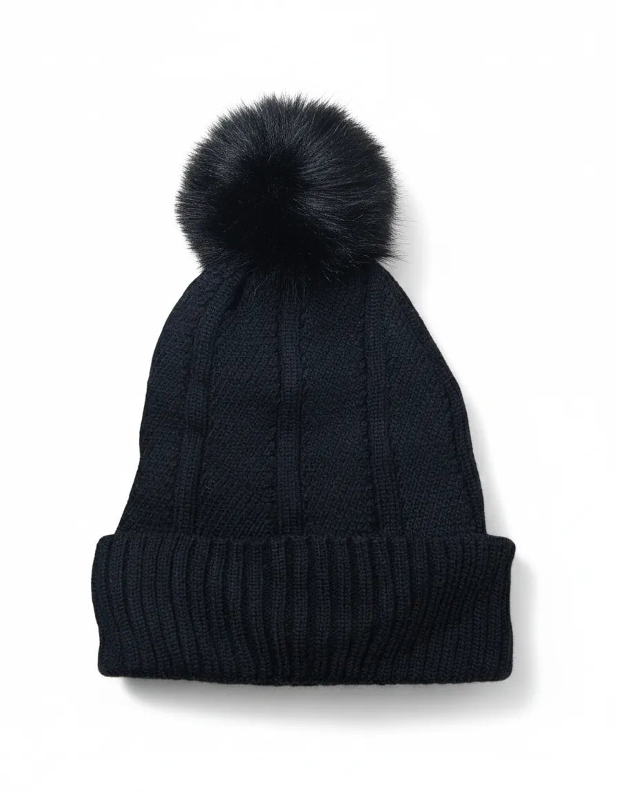 Classic Cable Knit Pom-Pom Beanie