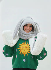 3 in 1 Cute Bunny Ear set (Hat, Muffler and Mitten)