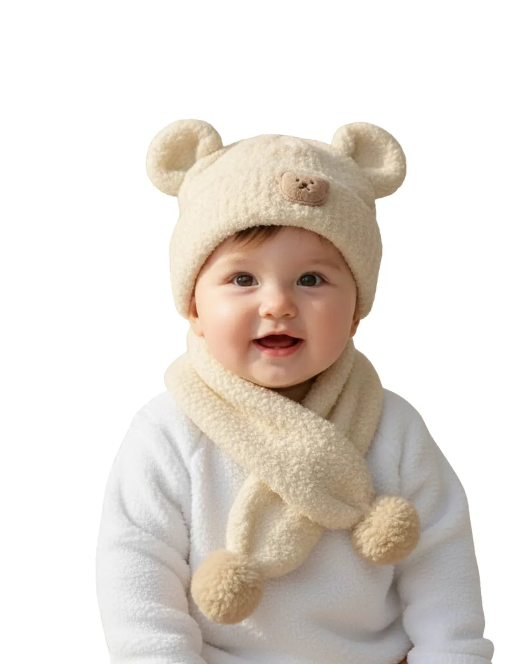 Teddy Bear Knit Hat & Scarf Set